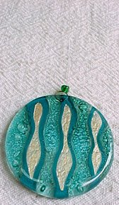 C675010861 - Turquoise and Ivory Round Glass Chirstmas Ornament