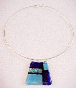 C474030521 - Necklace Blue Glass, Bronze Silver Plated
