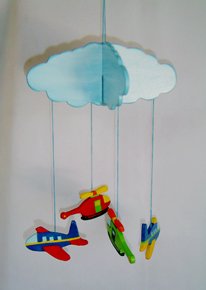C119200101 - Airplane Mobile - Painted Wood