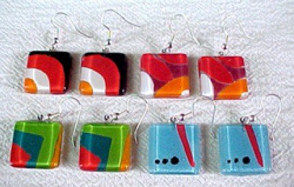 C474020641 Square Glass Earrings, Variety of Colors