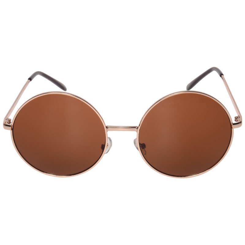 Janis 60s Oversized Round Hippie Sunglasses (Gold)