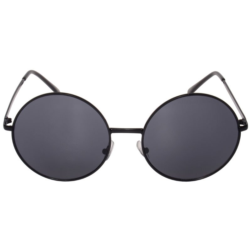Janis 60s Oversized Round Hippie Sunglasses (Black)