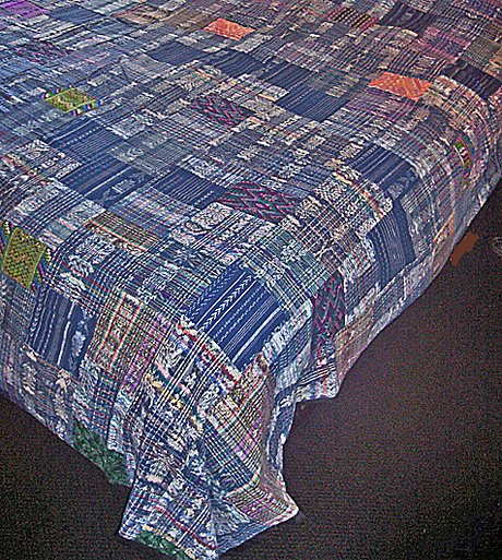 Blue / Pastels Guatemalan Patchwork Quilt! King Size