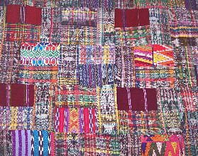 Rose/ Mixed pastelsGuatemalan Patchwork Quilts queen size