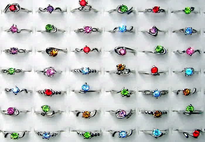 Wholesale Lot Of 50 18 KGP White Gold Gemstone Rings