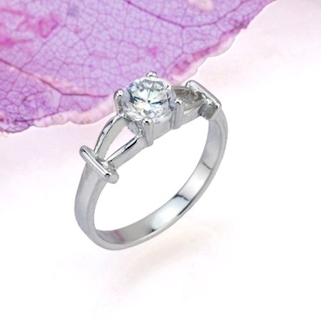 PRECIOUS DIAMOND 18 KGP WHITE GOLD PROMISE OR ENGAGEMENT RING SIZE 5**FREE SHIPPING**