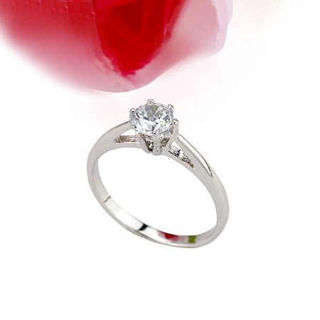 SWEET SIMPLE 18 KGP WHITE GOLD DIAMOND ENGAGEMENT RING SIZE 8**FREE SHIPPING**