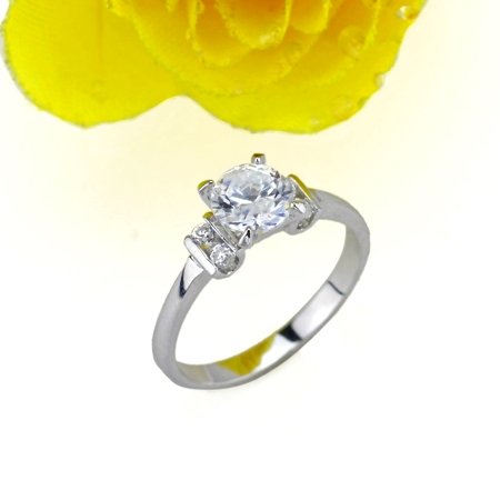 BREATHTAKING 18 KGP REAL WHITE GOLD DIAMOND ENGAGEMENT RING SIZE 7**FREE SHIPPING**