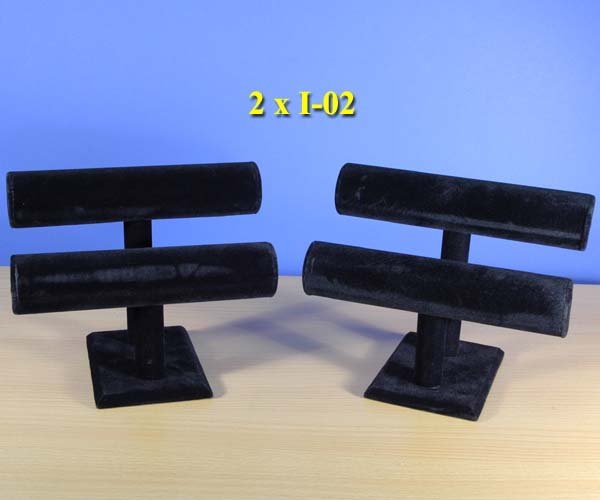 New Two of 2 Tier Black Velvet Jewelry Display T-Bar