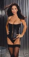 Sexy Exotic Leather Corset/Garters Hook & Eye Sz 40-1X