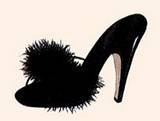 Sexy Exotic Black Maribou Bedroom Slippers High Heels Size 8