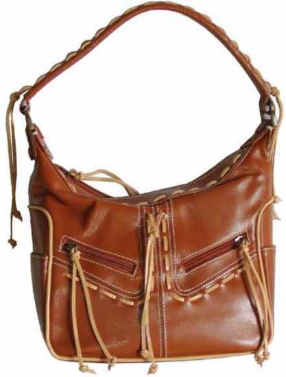 Shoulder Bags Handbags with Front Zippered Pockets & Contrasting Lacing