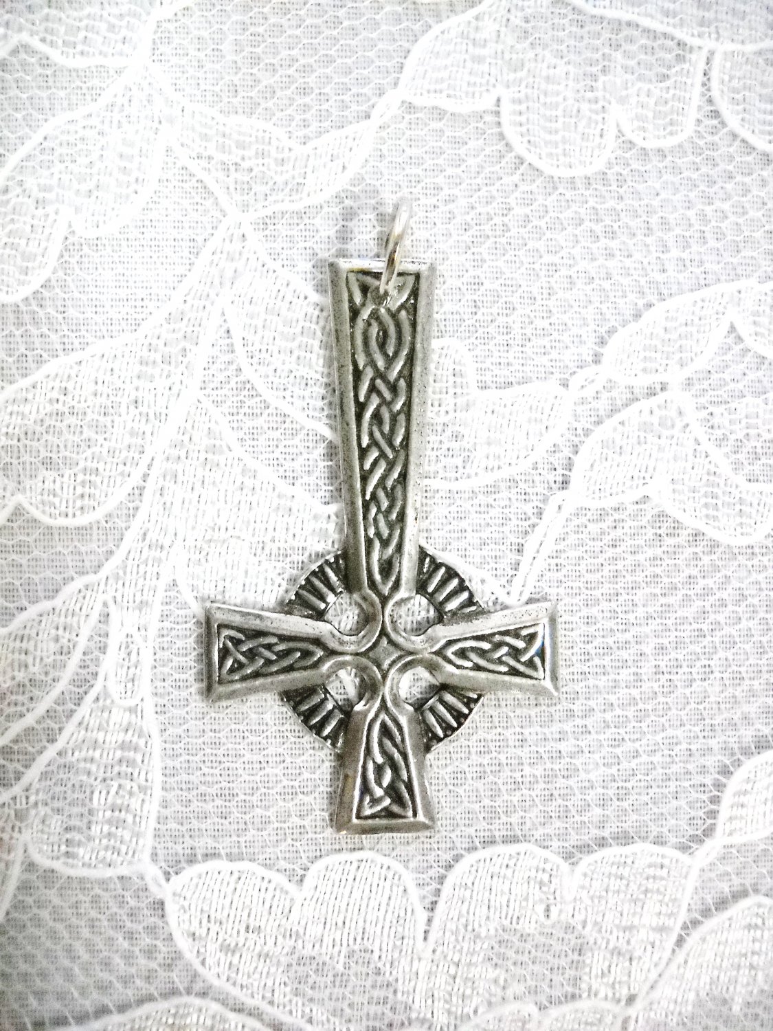 NEW CELTIC INFINITY KNOT SATANIC INVERTED CROSS USA CAST PEWTER PENDANT NECKLACE
