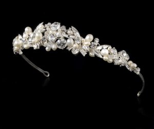 Silver and Ivory Pearl Bridal Headband HP 8236