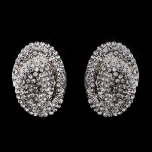 Silver Clear Crystal Clip-On Earrings E 8589