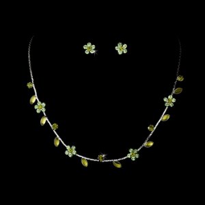 Necklace Earring Set 3734 Silver Green
