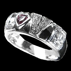 0.23 Cts. Diamond and Sapphire 18k White Gold Ring
