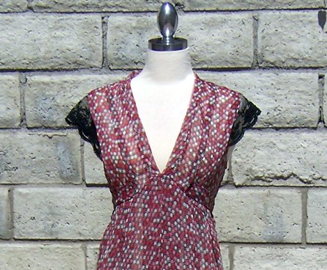 LuluVia sheer abstract dot dress in red pink white S