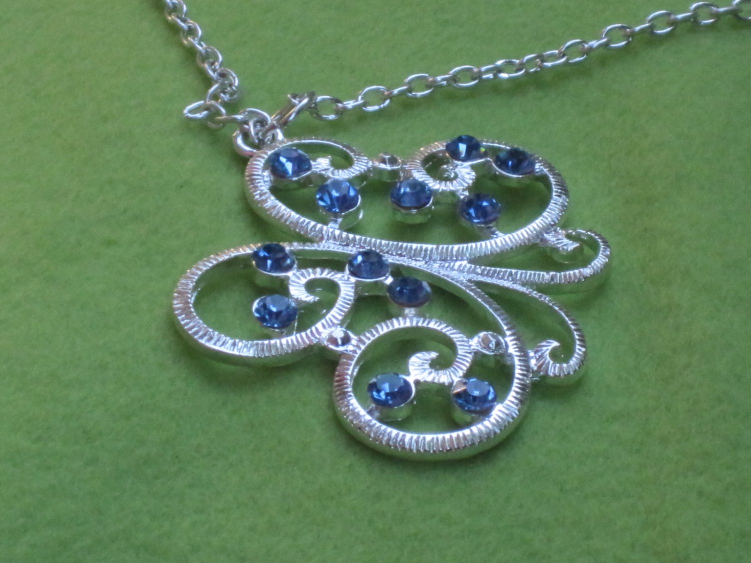 Silver Butterfly with Blue Crystals