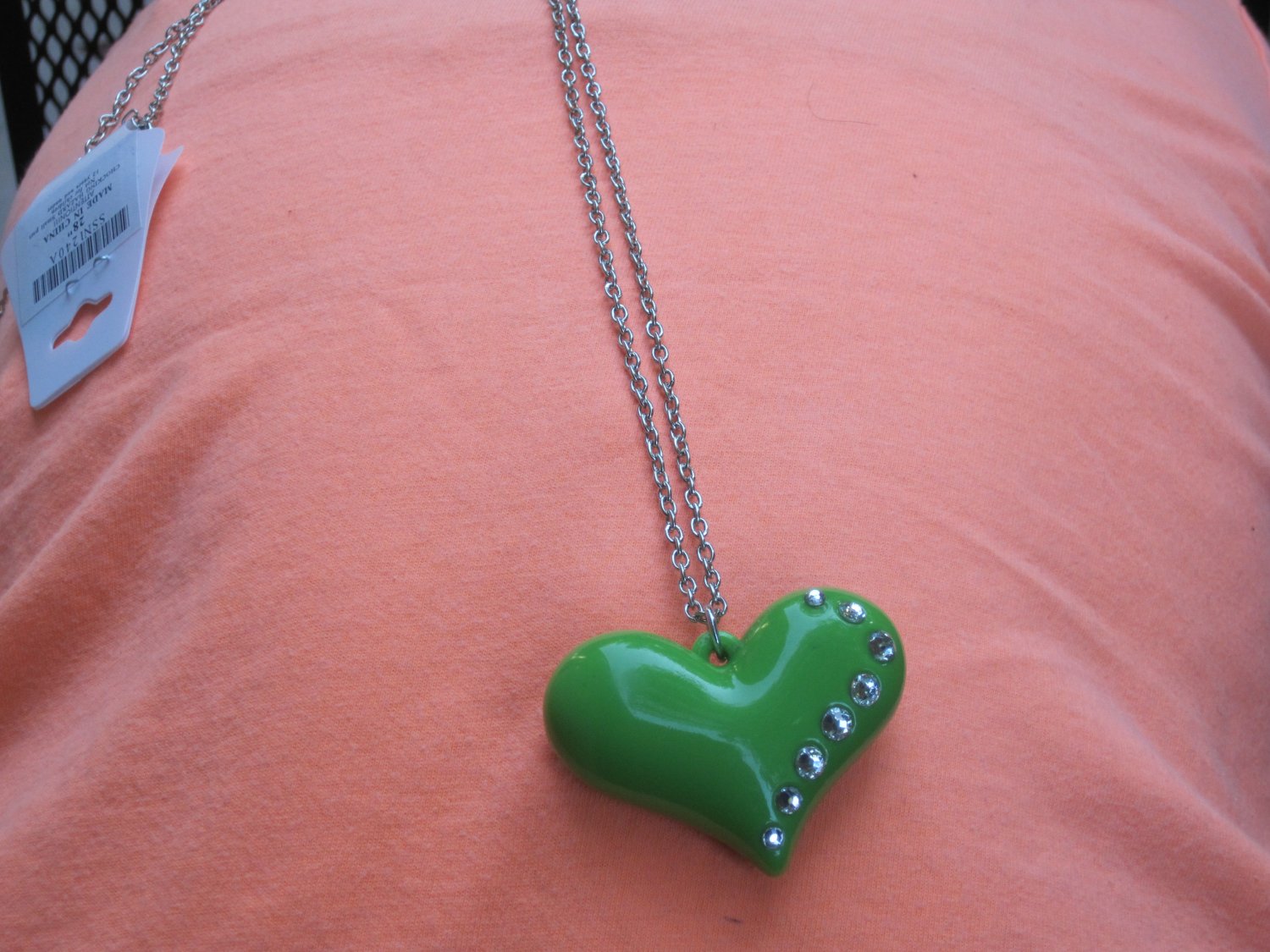 lime green heart necklace