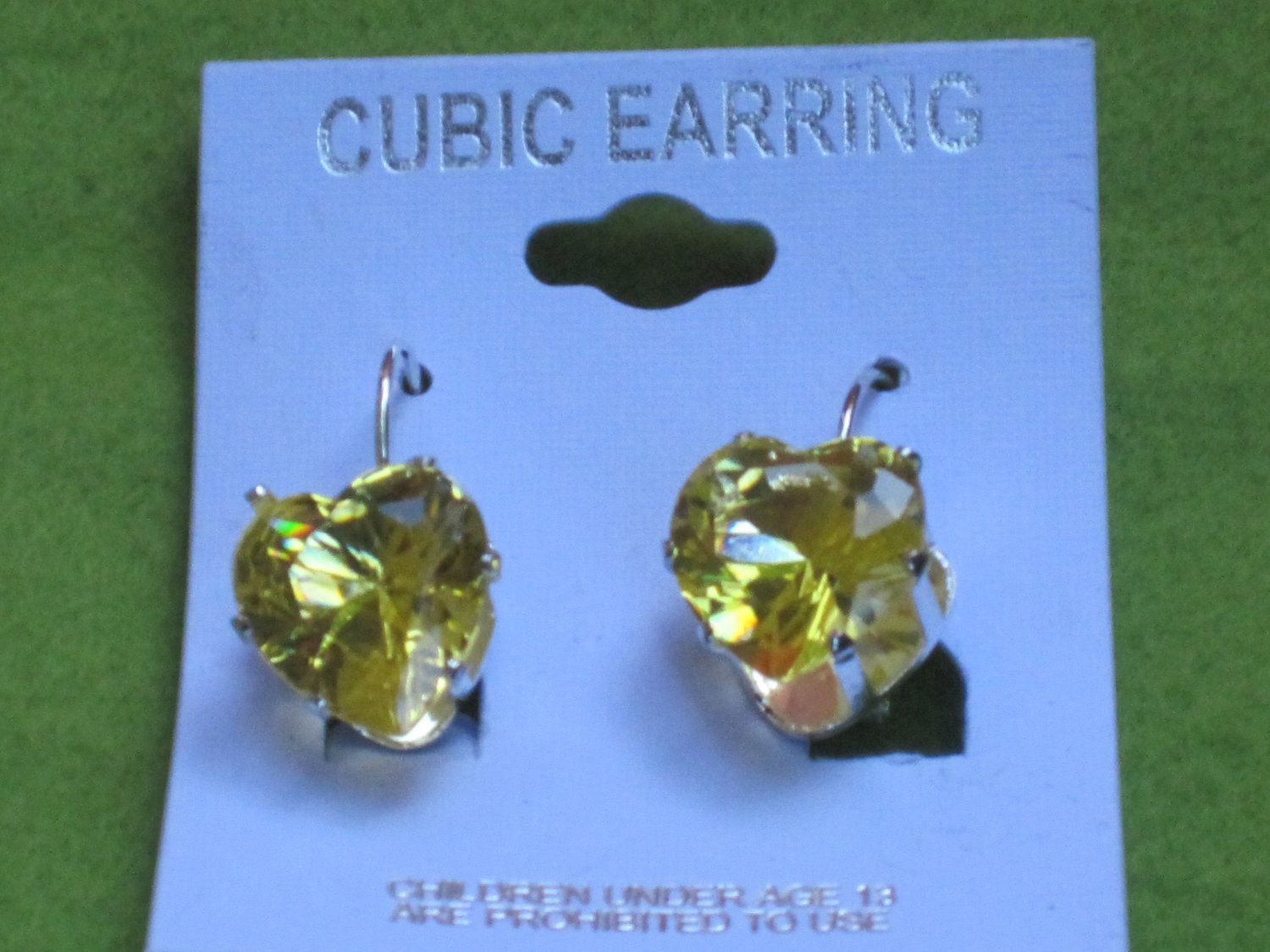 yellow CZ heart earrings