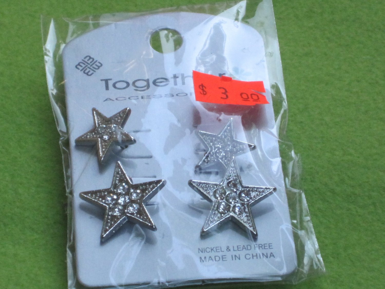 crystal star earrings - 2 pair