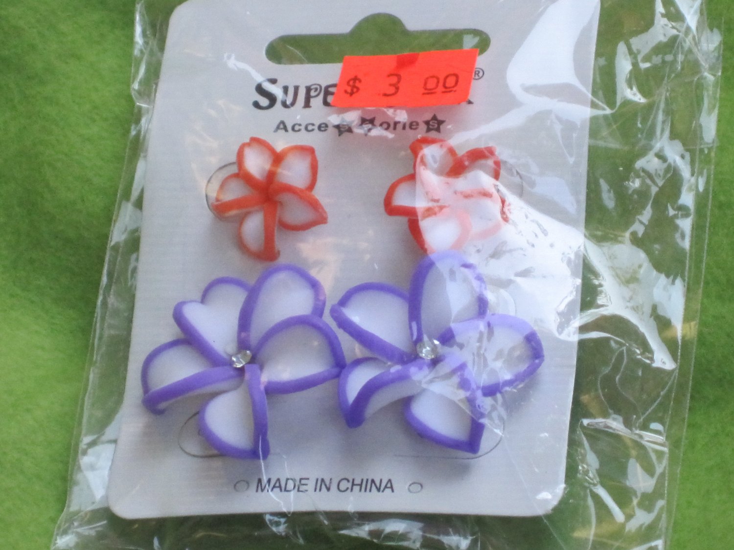 purple and red flower earrings