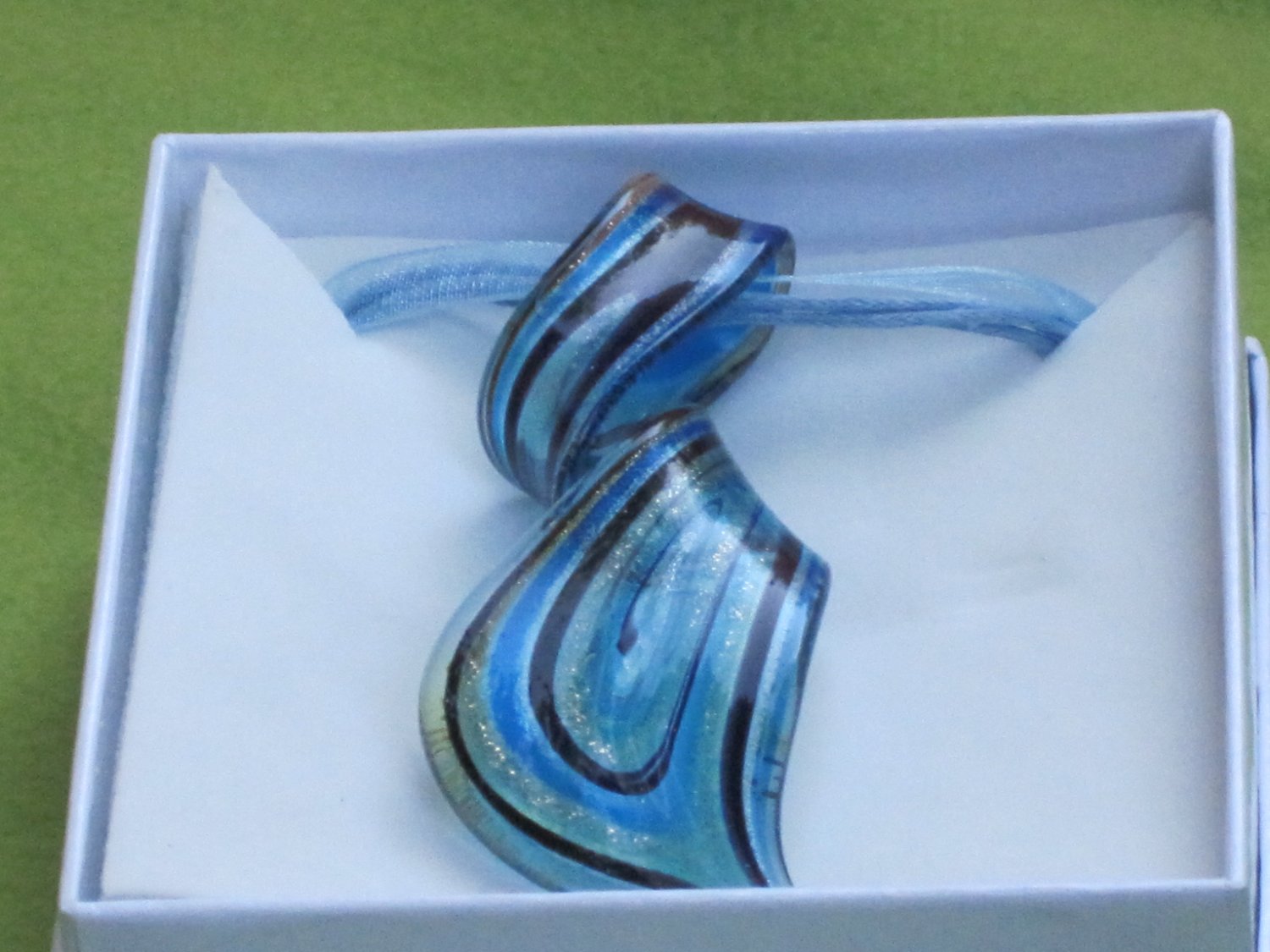 blue blown glass necklace
