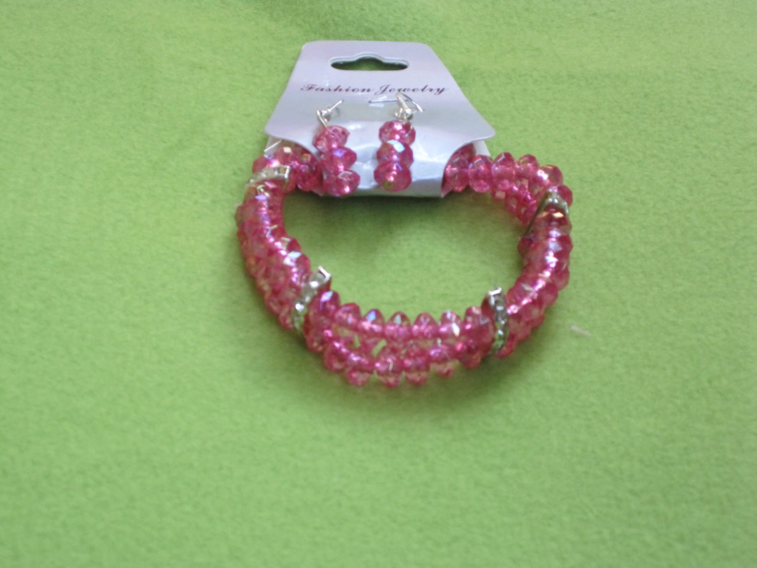Pink Crystal Bracelet and Earrings