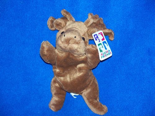 Alaska Friends Bean Bag Stuffed Moose 9" Long Mint Tags