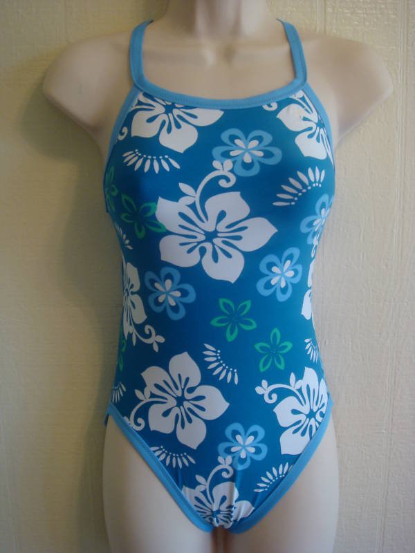 TYR Reversible Women Swimsuit with Design (Floral & Ice Blue) Size: 30