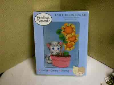 Latch Hook Kit - Precious Moments Flower Kitty - 20" x 27" FREE USA SHIPPING!