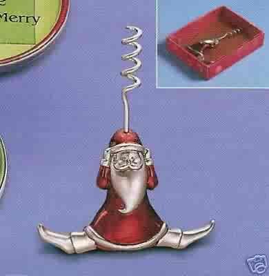 Russ Berrie Christmas Wine Cellar - Pewter Santa Corkscrew FREE USA SHIPPING