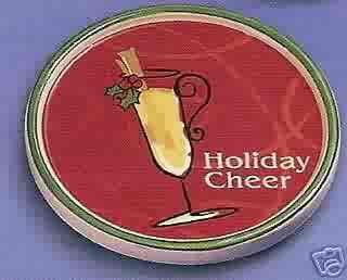 Russ Berrie Christmas Wine Cellar - Wine Glass Coaster - Holiday Cheer FREE USA SHIPPING!!