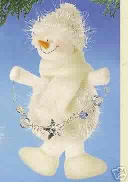 Russ Berrie Christmas Ornament - Winter Snowman with Garland FREE USA SHIPPING