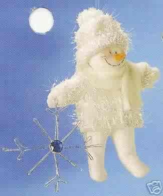 Russ Berrie Christmas Ornament - Winter Snowman with Dangling Snowflake FREE USA SHIPPING!