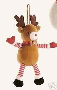 Russ Berrie Santa's Toyland Christmas Ornament - Plush Reindeer FREE USA SHIPPING