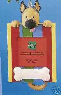 Russ Berrie Wags to Whiskers Christmas Ornament - Tan Dog Photo Frame FREE USA SHIPPING