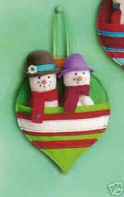 Russ Berrie Christmas Ornament - Felt FInger Puppets - Snowman FREE USA SHIPPING