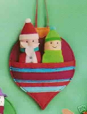 Russ Berrie Christmas Ornament - Felt Finger Puppets - Santa & Elf FREE USA SHIPPING