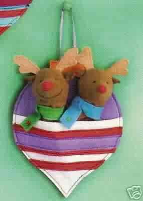 Russ Berrie Christmas Ornament - Felt Finger Puppets - Reindeer FREE USA SHIPPING