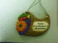 Russ Berrie Autumn Harvest Collection Wall Plaque - Cornucopia FREE USA SHIPPING!