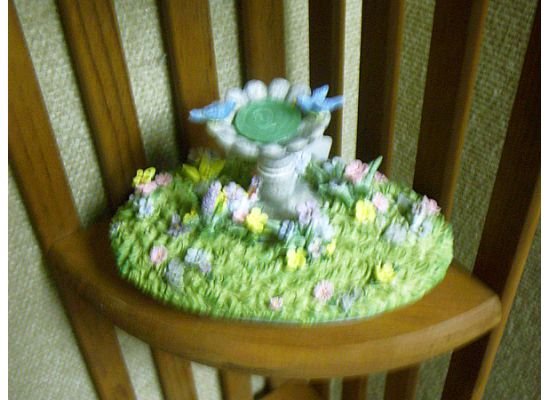 Russ Berrie Oval Candle Jar Topper - Spring Bluebird Bird Bath FREE USA SHIPPING!!!