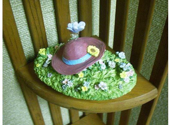 Russ Berrie Oval Candle Jar Topper - Spring Butterfly Garden Hat FREE USA SHIPPING!