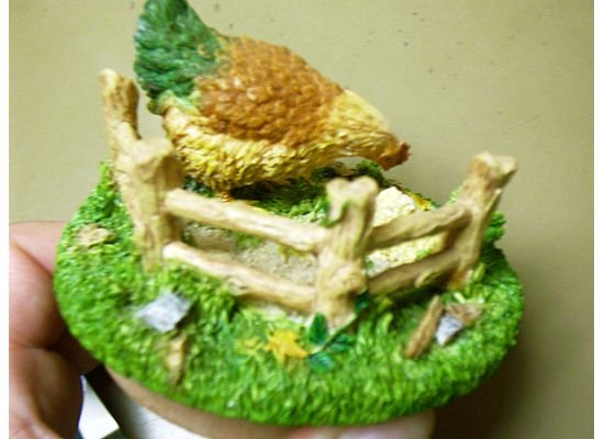 Russ Berrie Autumn Collection Round Candle Jar Topper - Chicken Pickin' - FREE USA SHIPPING!