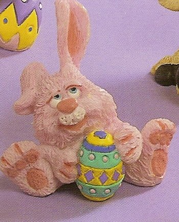 Russ Easter Farm by Doug Harris - Pink Bunny Sitting with Egg - FREE USA SHIPPING!!!