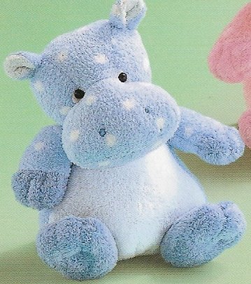 Russ Berrie Baby Plush Collection - Polka Dotsies Rattle Hippo - Blue FREE USA SHIPPING!