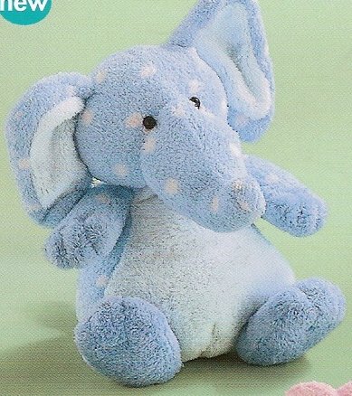 Russ Berrie Baby Plush Collection - Polka Dotsies Rattle Elephant - Blue FREE USA SHIPPING!