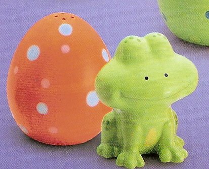 Russ Berrie Welcome Friends Easter Salt & Pepper Shakers - Frog - FREE USA SHIPPING!!!