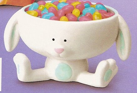 Russ Berrie Welcome Friends Easter Bowl - White & Blue Bunny - FREE USA SHIPPING!!!